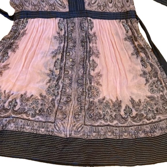 Cache Vintage Kimono Dress Sheer Unique Rare Pink and Black sz M/L Whimsigoth - Picture 9 of 10